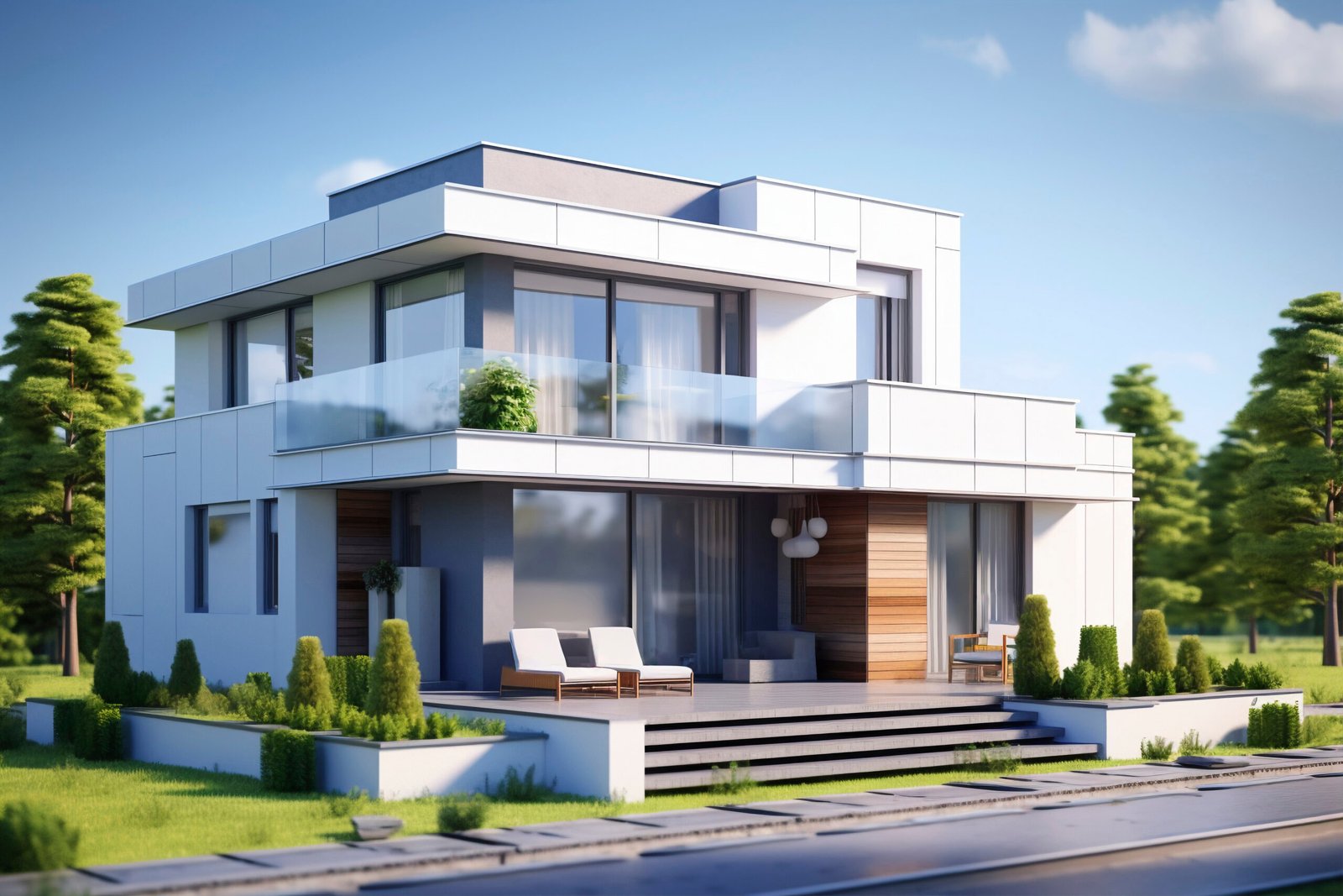 3d house model with modern architecture